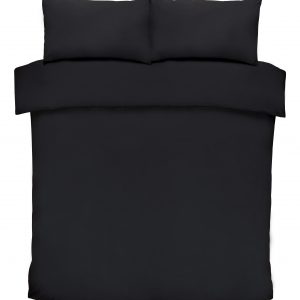 Black Plain Dyed Polycotton Duvet Cover Set, 50% Cotton