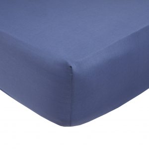 French Blue Plain Dyed Polycotton Fitted Bed Sheet, 50% Cotton