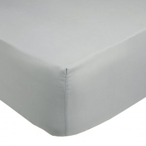 Grey Plain Dyed Polycotton Fitted Bed Sheet, 50% Cotton