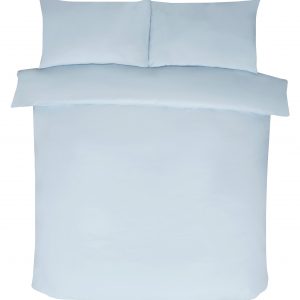 Ice Blue Plain Dyed Polycotton Duvet Cover Set, 50% Cotton