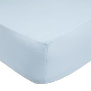 Ice Blue Plain Dyed Polycotton Fitted Bed Sheet, 50% Cotton