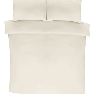 Ivory Cream Plain Dyed Polycotton Duvet Cover Set, 50% Cotton