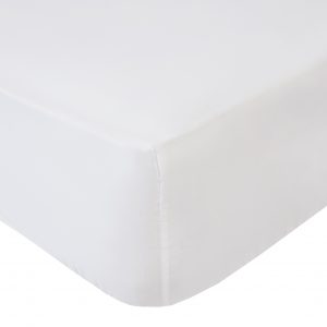 White Plain Dyed Polycotton Fitted Bed Sheet, 50% Cotton