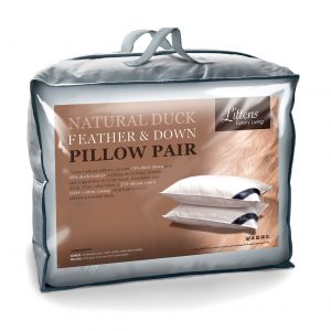 Pair Duck Feather & Down Pillows, Cotton Casing