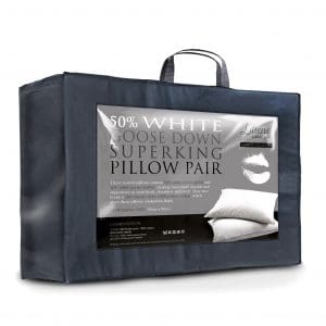 Ultimate Super King 50% White Goose Down & Feather Pair Pillows (50cm x 90cm)