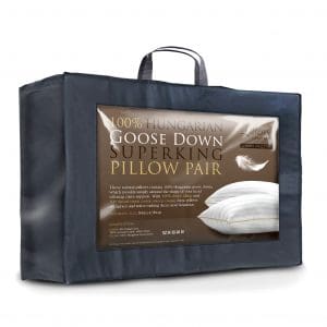 Pair Ultimate Super King 100% Hungarian Goose Down Pillows (50cm x 90cm)