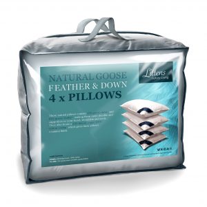 4 Goose Feather & Down Pillows, Cotton Casing
