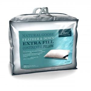 Extra Fill European Continental Goose Feather & Down Pillow 40cm x 80cm