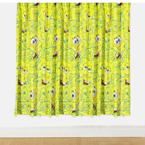 66" x 72" Spongebob Heads 3" Tape Pair Curtains