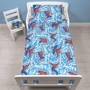 Disney Spiderman Pop Art Junior Cot Bed Bedding Bundle (4 in 1)