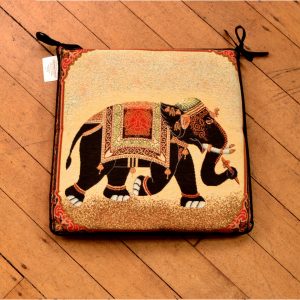 40cm x 40cm Raj Elephant Woven Tapestry Square Chair Seat Pad