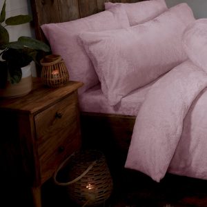 Blush Teddy Fleece Fur Soft Cosy 30cm Fitted Bed Sheet