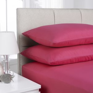 Cerise Pink Plain Dyed Polycotton Duvet Cover Set, 50% Cotton