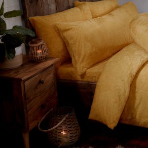 Ochre Teddy Fleece Fur Soft Cosy 30cm Fitted Bed Sheet