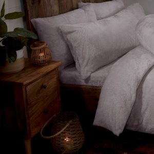 Silver Teddy Fleece Fur Soft Cosy 30cm Fitted Bed Sheet