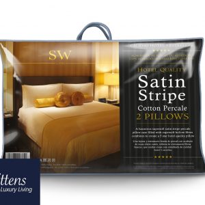 Pair Hotel Quality Satin Stripe Hollowfibre Pillows, 233TC Cotton
