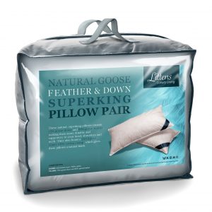 Pair Super King Goose Feather & Down Pillows (50cm x 90cm)