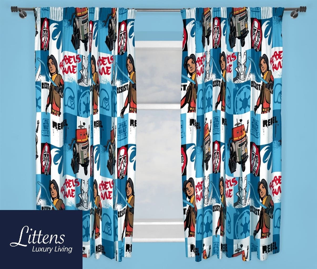 66" x 72" Disney Star Wars Rebels Tag 3" Tape Pair Curtains