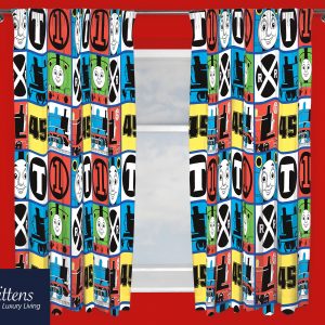 66" x 72" Thomas And Friends Team 3" Tape Pair Curtains