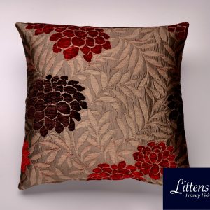 18" x 18" Chocolate Red Malham Floral Chenille Cushion Cover (45cm x 45cm)