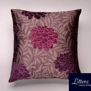 18" x 18" Silver Purple Malham Floral Chenille Cushion Cover (45cm x 45cm)