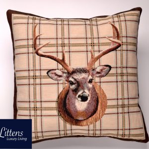 18" x 18" Stags Head Check Woven Tapestry Cushion Cover 45cm x 45cm