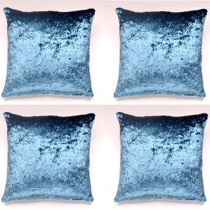 4 x 18" x 18" Aqua Blue Crushed Velvet Shimmer Cushion Cover