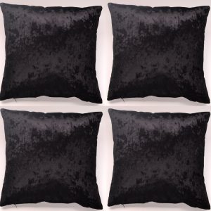 4 x 18" x 18" Black Crushed Velvet Shimmer Cushion Cover