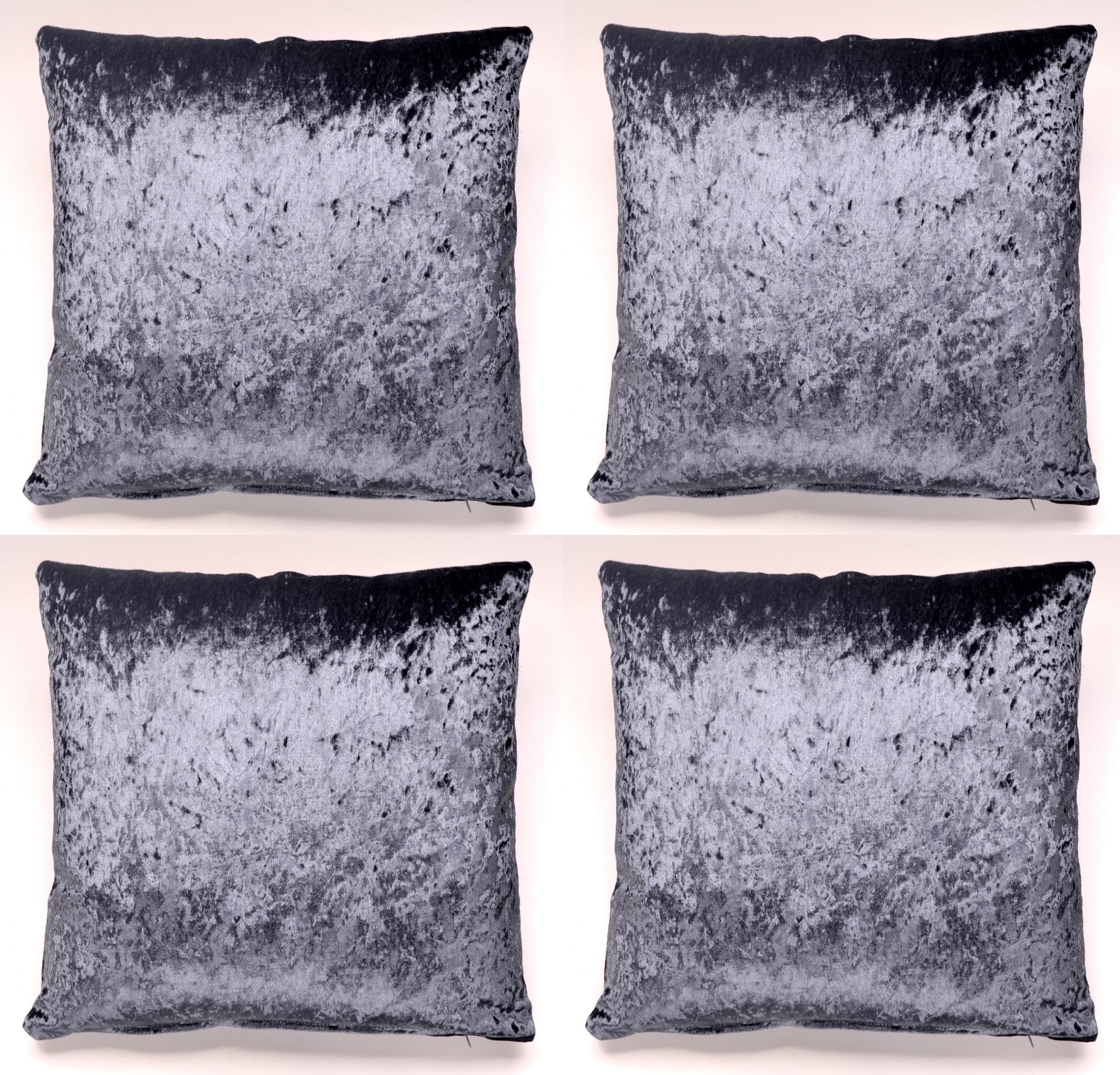 4 x 18" x 18" Midnight Blue Crushed Velvet Shimmer Cushion Cover