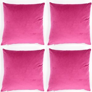 4 x 18" x 18" Cerise Pink Plain Matte Velvet Cushion Cover (45cm x 45cm)