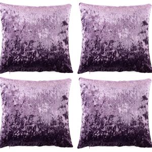 4 x 18" x 18" Grape Purple Crushed Velvet Shimmer Cushion Cover