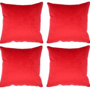 4 x 18" x 18" Red Plain Matte Velvet Cushion Cover (45cm x 45cm)