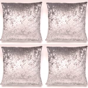 4 x 18" x 18" Silver Grey Crushed Velvet Shimmer Cushion Cover