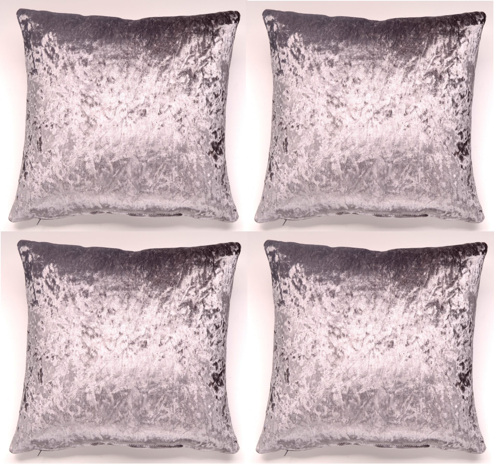 4 x 18" x 18" Steel Grey Crushed Velvet Shimmer Cushion Cover