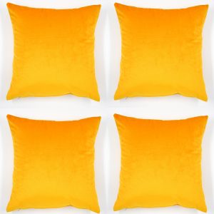 4 x 18" x 18" Sunflower Yellow Plain Matte Velvet Cushion Cover (45cm x 45cm)