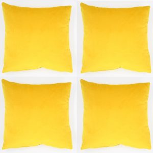 4 x 18" x 18" Yellow Plain Matte Velvet Cushion Cover (45cm x 45cm)