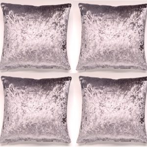 4 x 22" x 22" Steel Grey Crushed Velvet Shimmer Cushion Cover