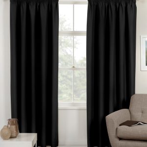Black Thermal Room Darkening 3" Tape Pair Curtains