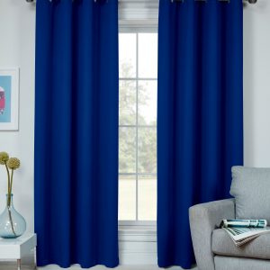 Blue Thermal Room Darkening Eyelet Ringtop Pair Curtains