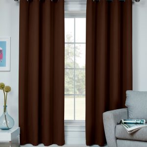 Chocolate Thermal Room Darkening Eyelet Ringtop Pair Curtains