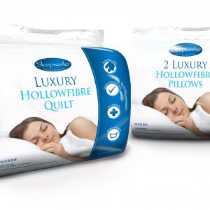 Double Bed Polycotton Hollowfibre Duvet Quilt & 2 Pillows