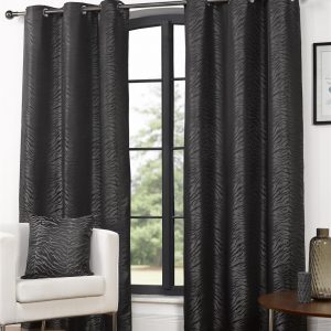 Ebony Black Africa Animal Eyelet Ring Top Pair Curtains