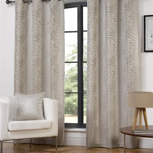 Ivory Cream Africa Animal Eyelet Ring Top Pair Curtains