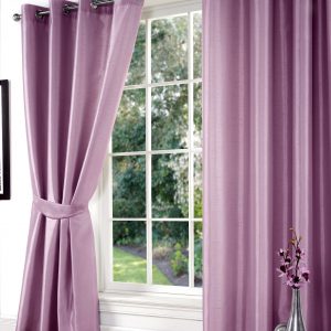 Mauve Faux Silk Eyelet Ringtop Pair Curtains Inc Tiebacks