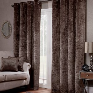 Luxury Mink Crushed Velvet Eyelet Ring Top Pair Curtains