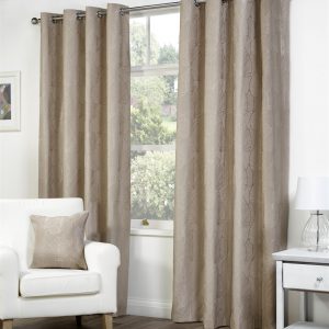 Palma Floral Mink Brown Eyelet Pair Curtains