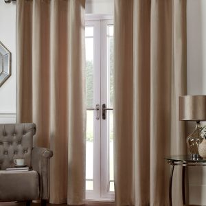 Mink Brown Plain Matte Velvet Eyelet Ringtop Pair Curtains