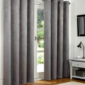 Silver Embossed Blackout Eyelet Ring Top Pair Curtains