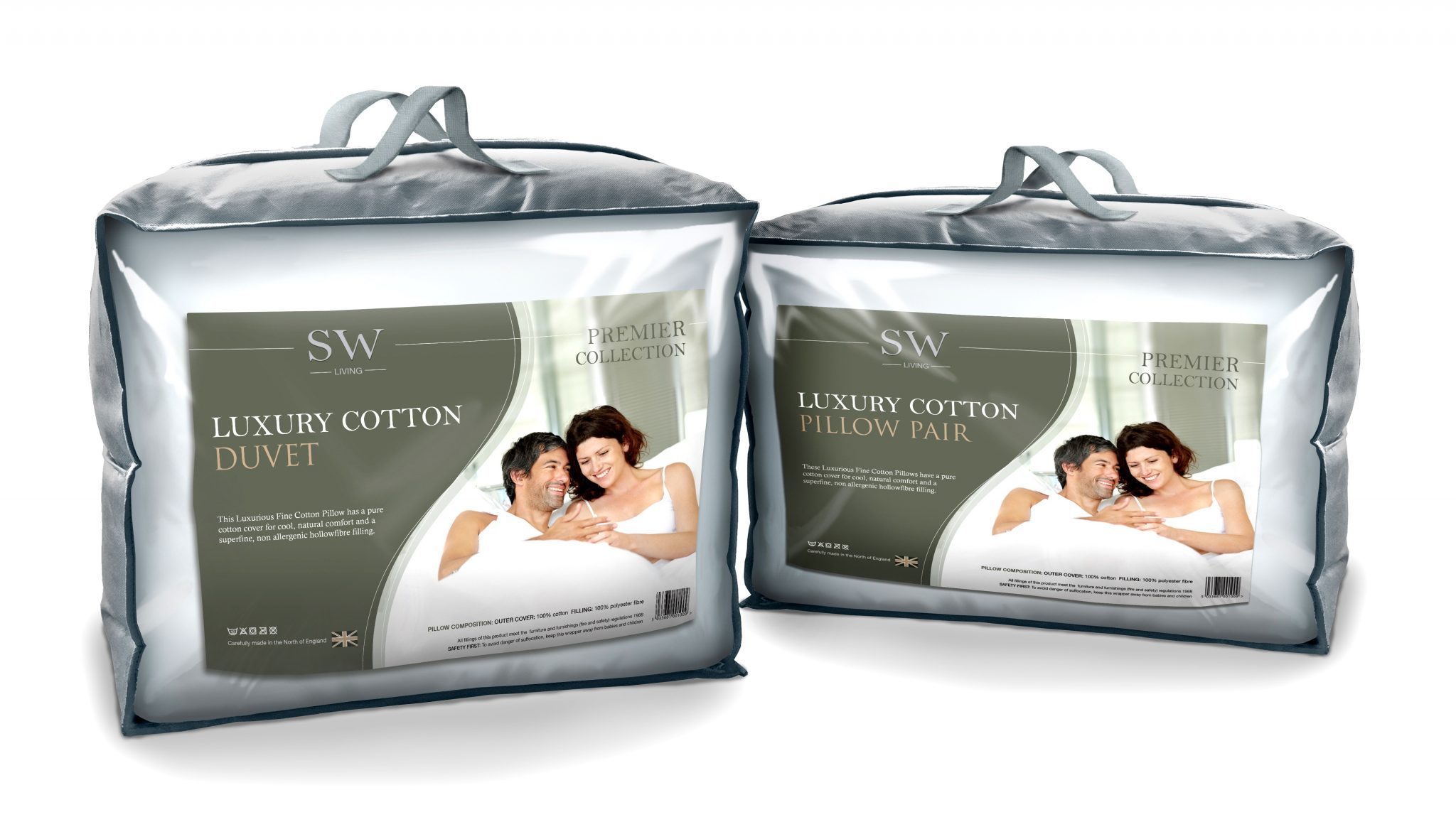 Superking Bed 100% Luxury Cotton Hollowfibre Duvet Quilts & 2 Pillows