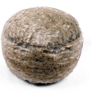 Brown Bear Faux Fur Round Footstool Pouffe Bean Bag